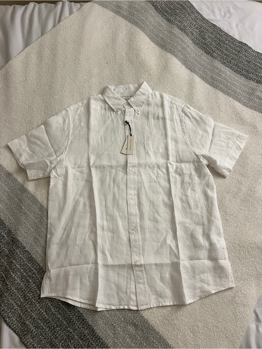 Banana Republic 100% Linen Shirt White Size L NWT